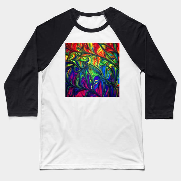 MultiColored Abstract Design Baseball T-Shirt by This and That Designs